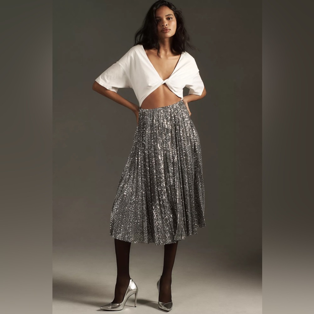 Anthropologie Delfi Collective Sequin Twofer Midi Dress